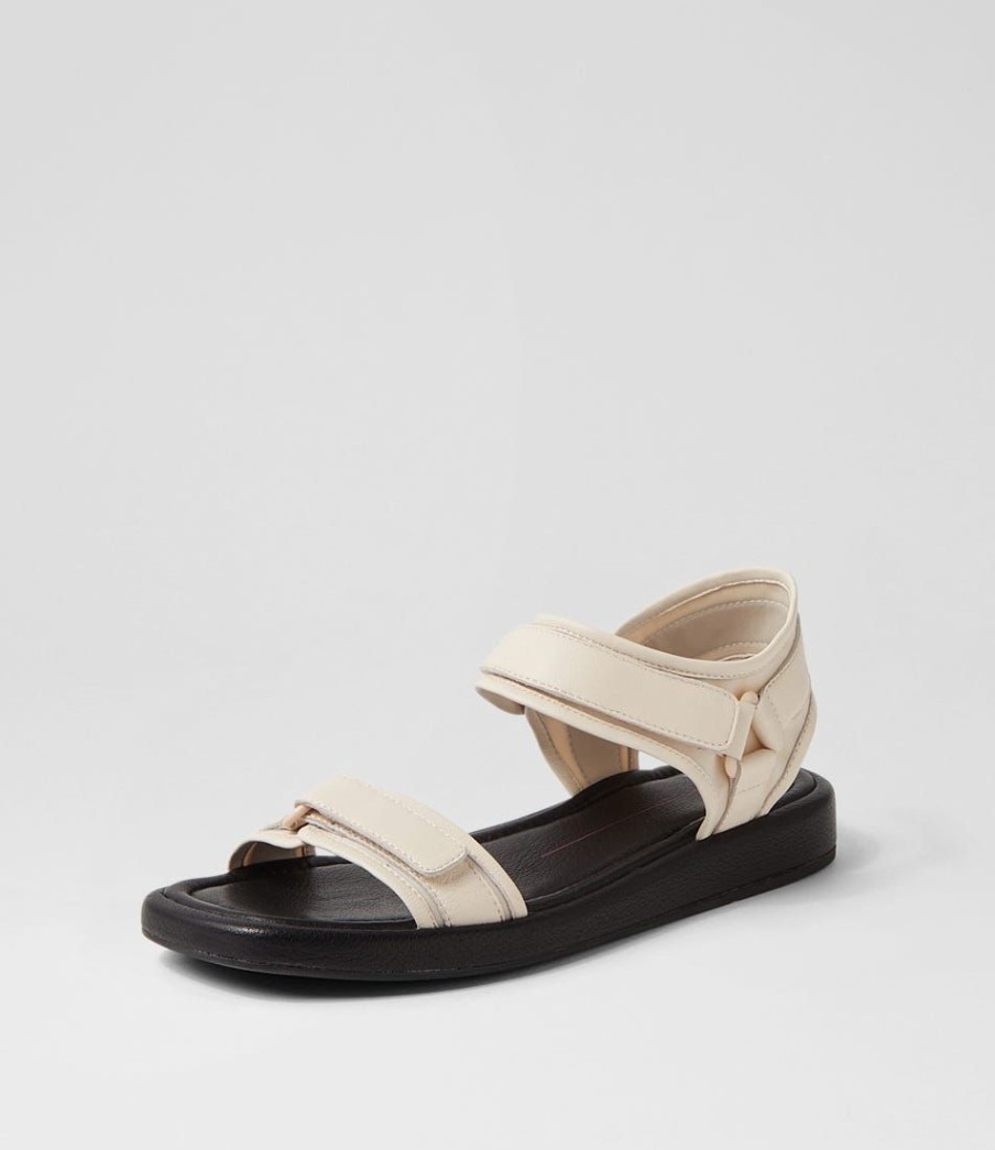 Shoes MOLLINI | Rising Cream Black Leather Sandals