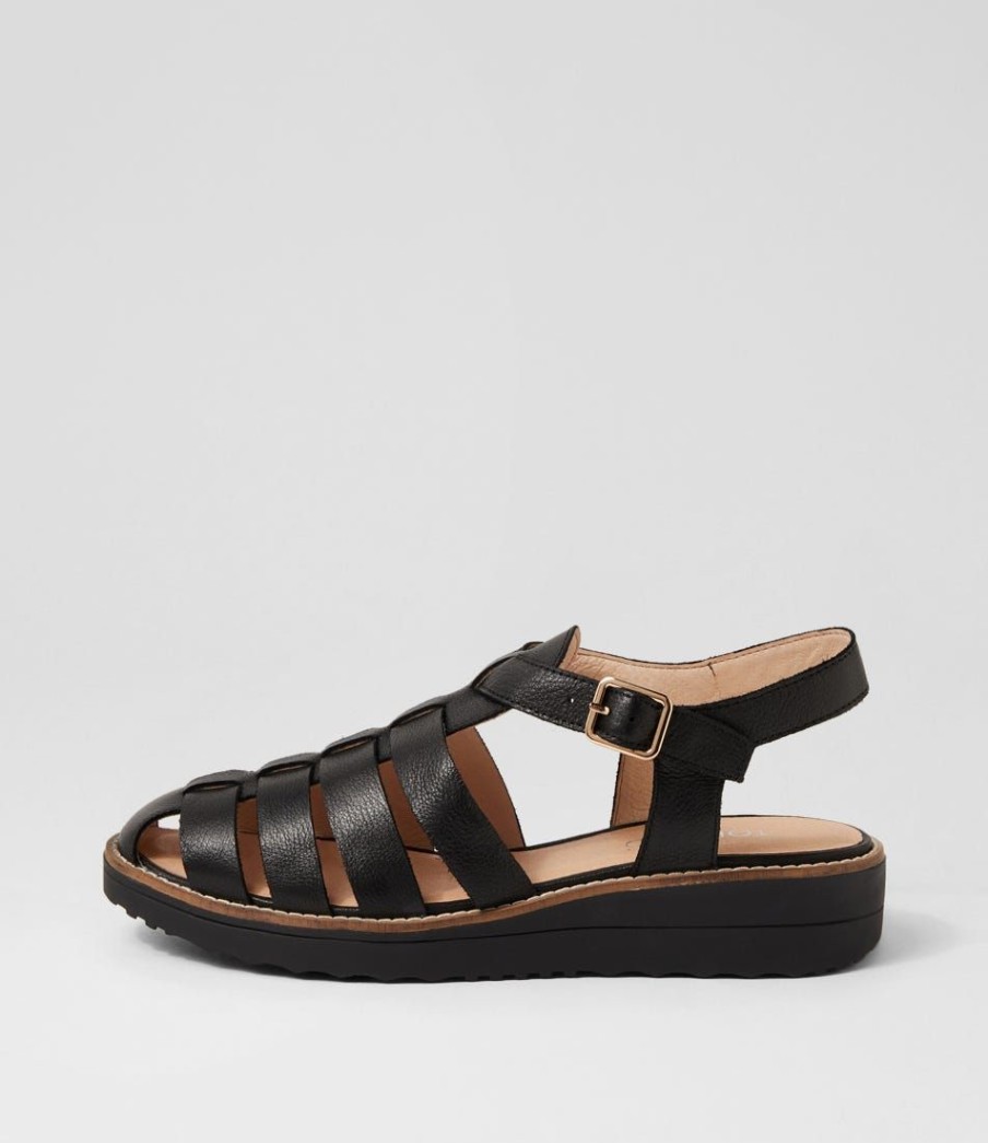 Shoes TOP END | Oblight Black Leather Flat Shoes