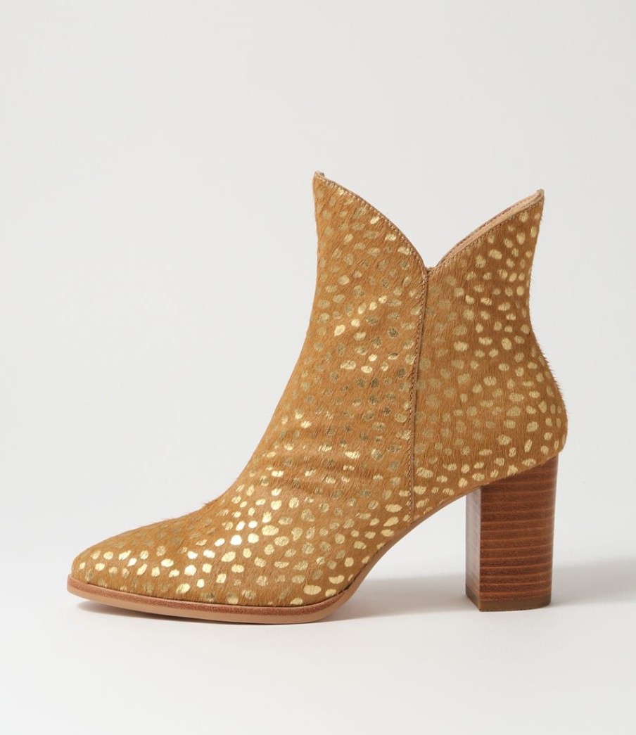 Shoes DJANGO & JULIETTE | Astronomy Gold Dot Leopard Pony Ankle Boots