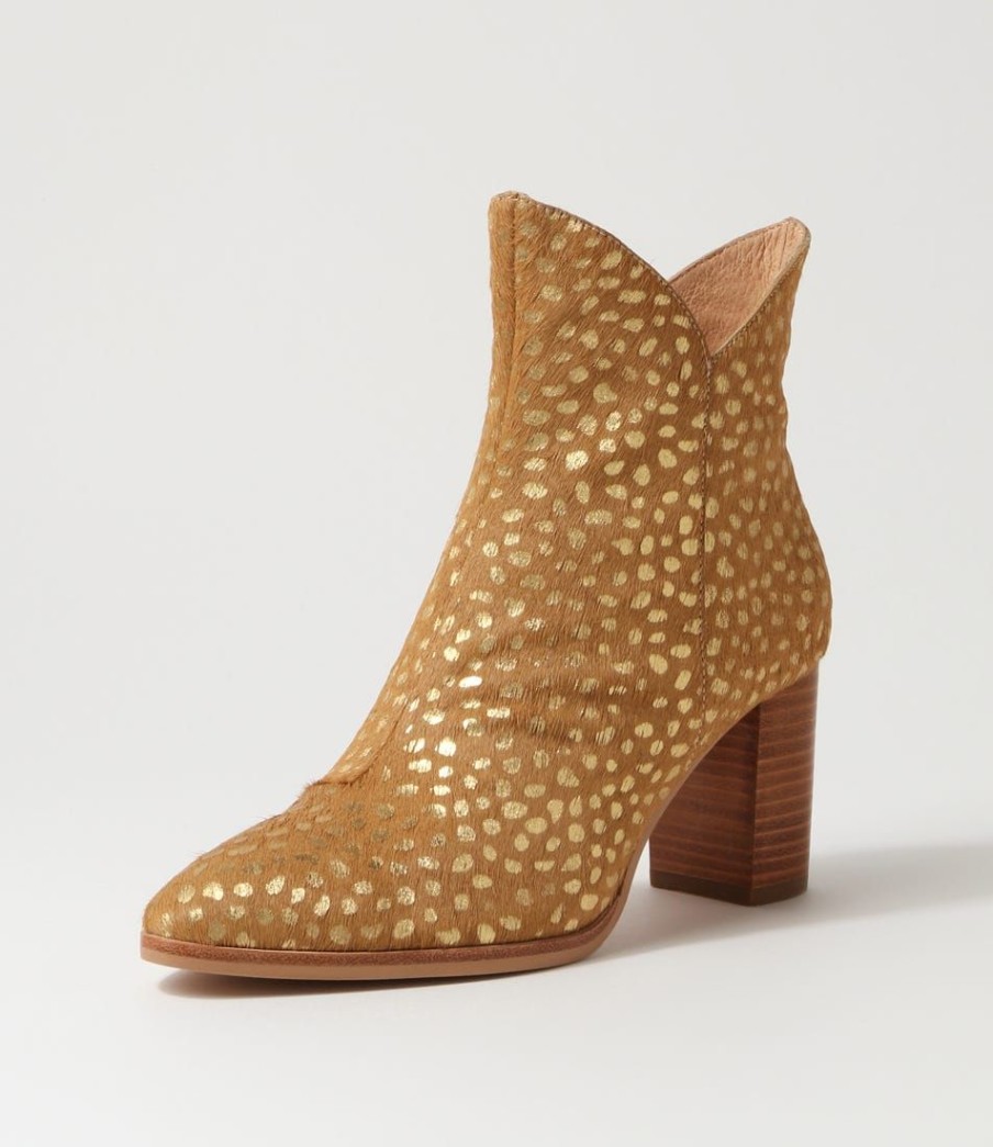 Shoes DJANGO & JULIETTE | Astronomy Gold Dot Leopard Pony Ankle Boots