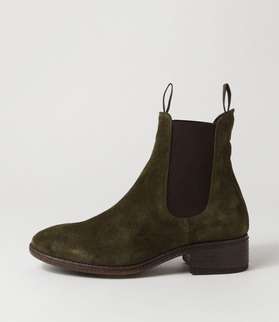 Shoes EOS | Celina Dark Olive Suede Chelsea Boots