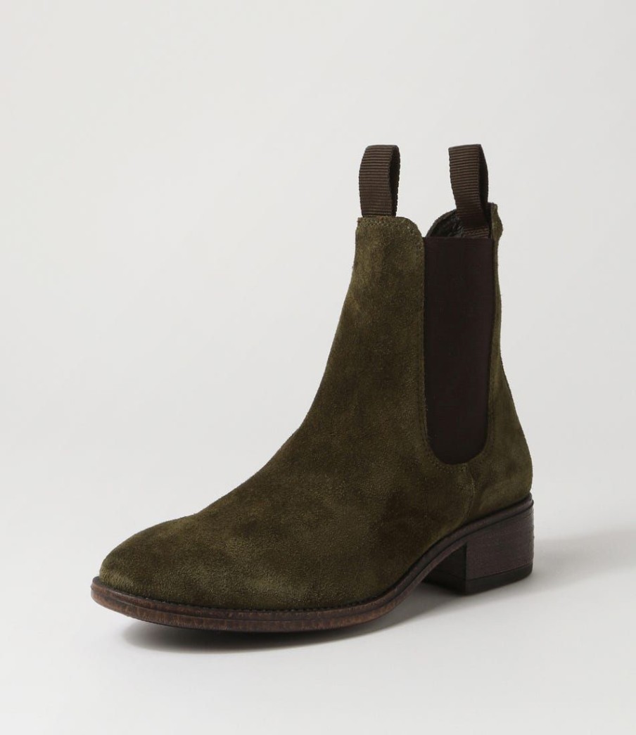 Shoes EOS | Celina Dark Olive Suede Chelsea Boots