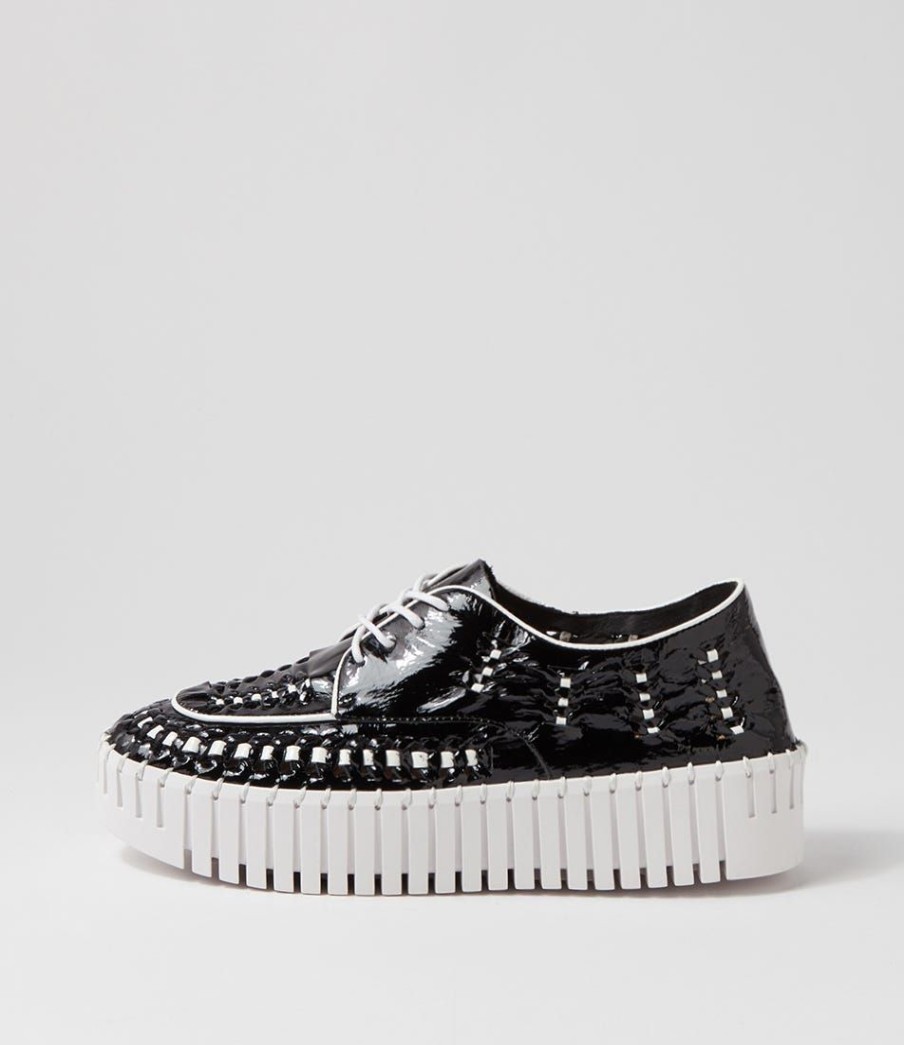 Shoes DJANGO & JULIETTE | Brodies Black White Patent Leather Sneakers