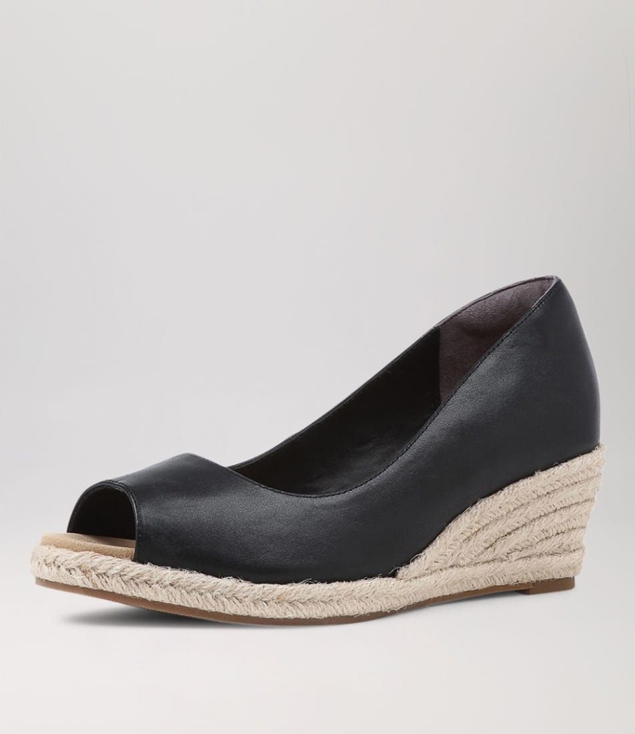 Shoes ZIERA | Whispa W Black Leather Espadrilles