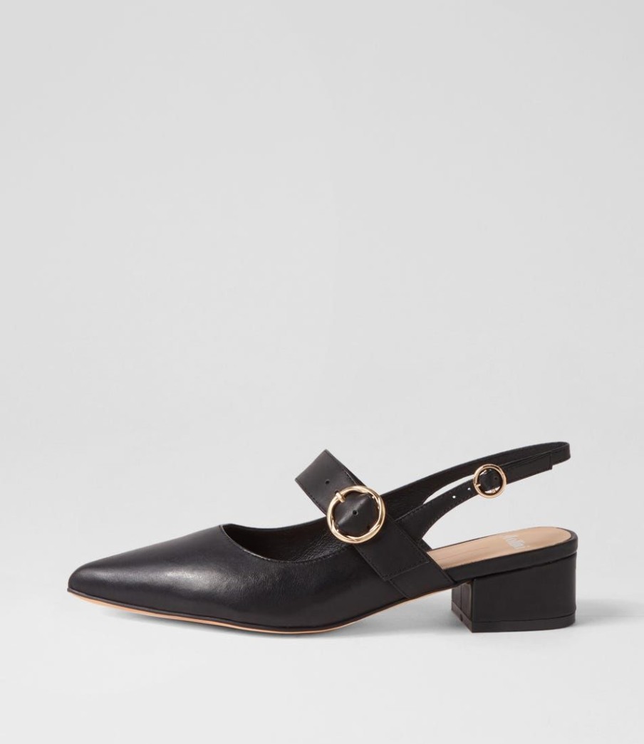 Shoes MOLLINI | Thetime Black Leather Mary Jane Heels