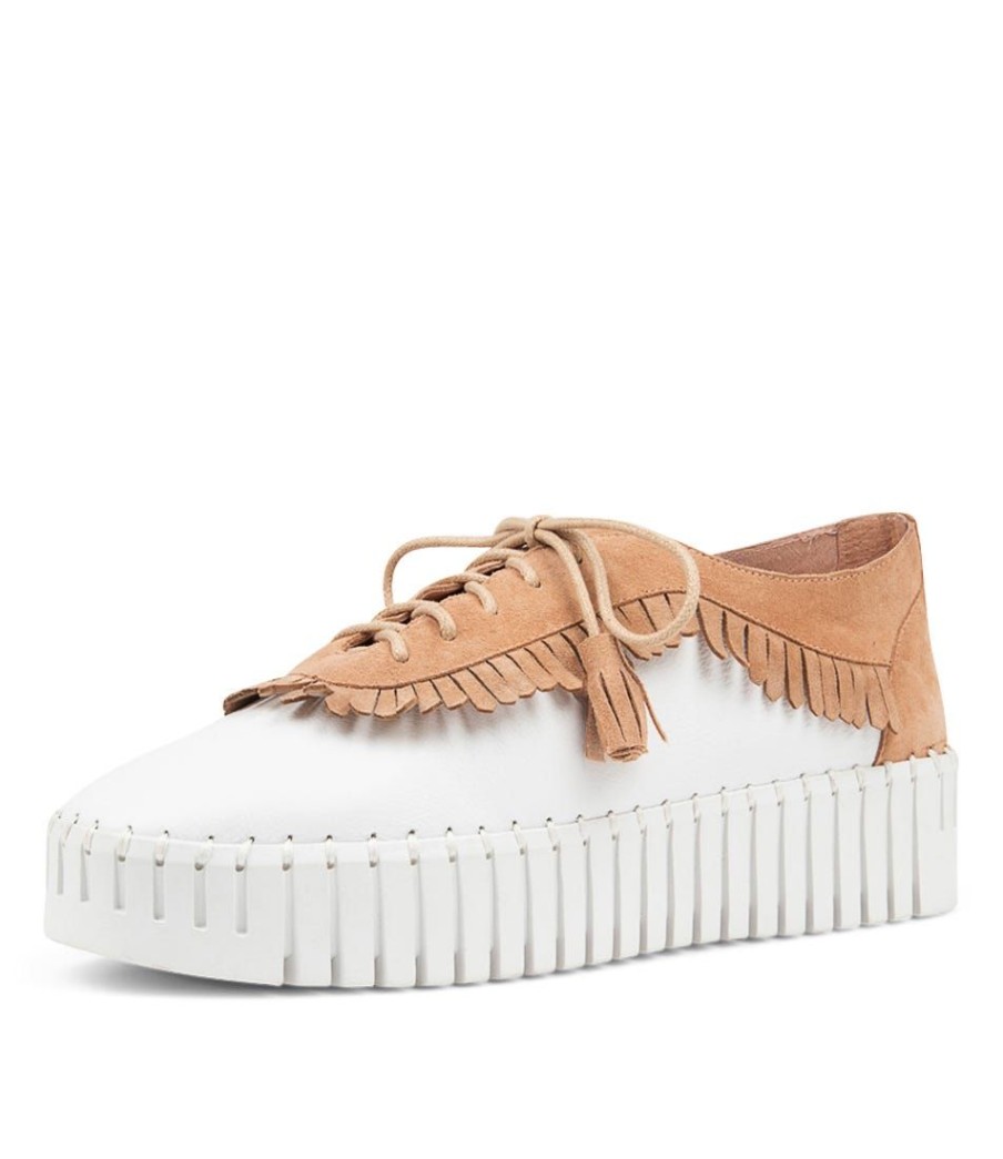 Shoes DJANGO & JULIETTE | Brecken White Tan Leather Sneakers