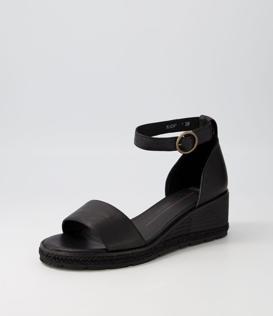 Shoes MOLLINI | Nacha Black Leather Espadrilles