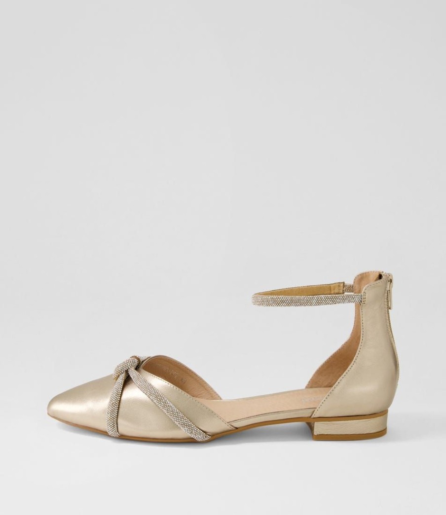 Shoes DIANA FERRARI | Diamond Champagne Leather Flat Shoes