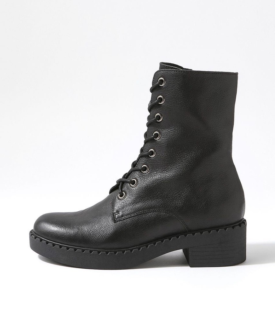 Shoes DJANGO & JULIETTE | Xetie Black Leather Lace Up Boots