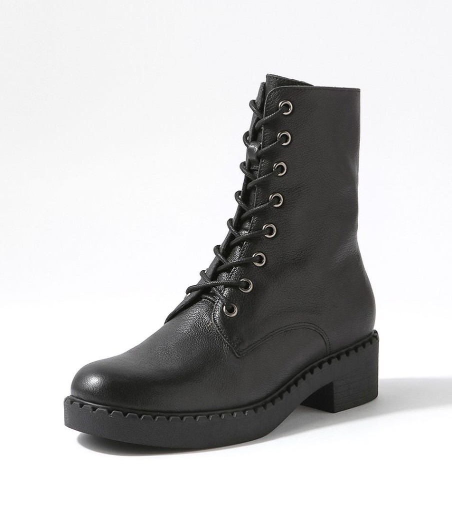 Shoes DJANGO & JULIETTE | Xetie Black Leather Lace Up Boots