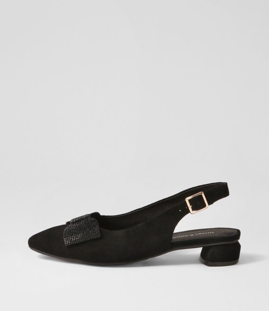 Shoes DJANGO & JULIETTE | Floriest Black Suede Flat Shoes