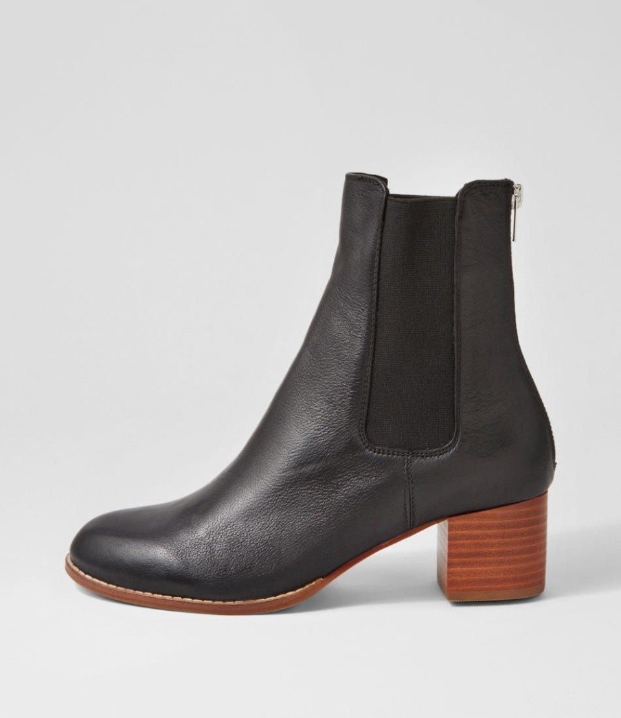 Shoes DIANA FERRARI | Blues Black Natural Heel Leather Ankle Boots