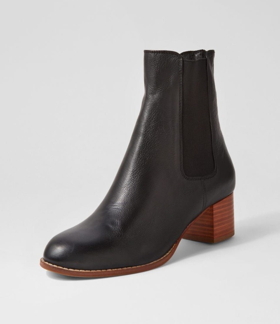 Shoes DIANA FERRARI | Blues Black Natural Heel Leather Ankle Boots