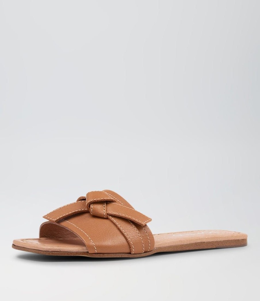 Shoes TOP END | Langela Tan Leather Slides