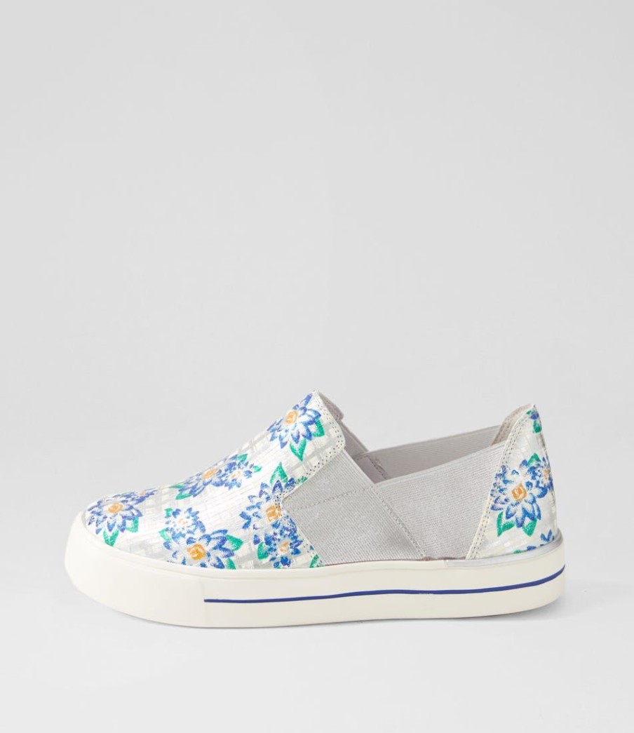 Shoes ZIERA | Adela W Blue Silver Cut Leather Sneakers