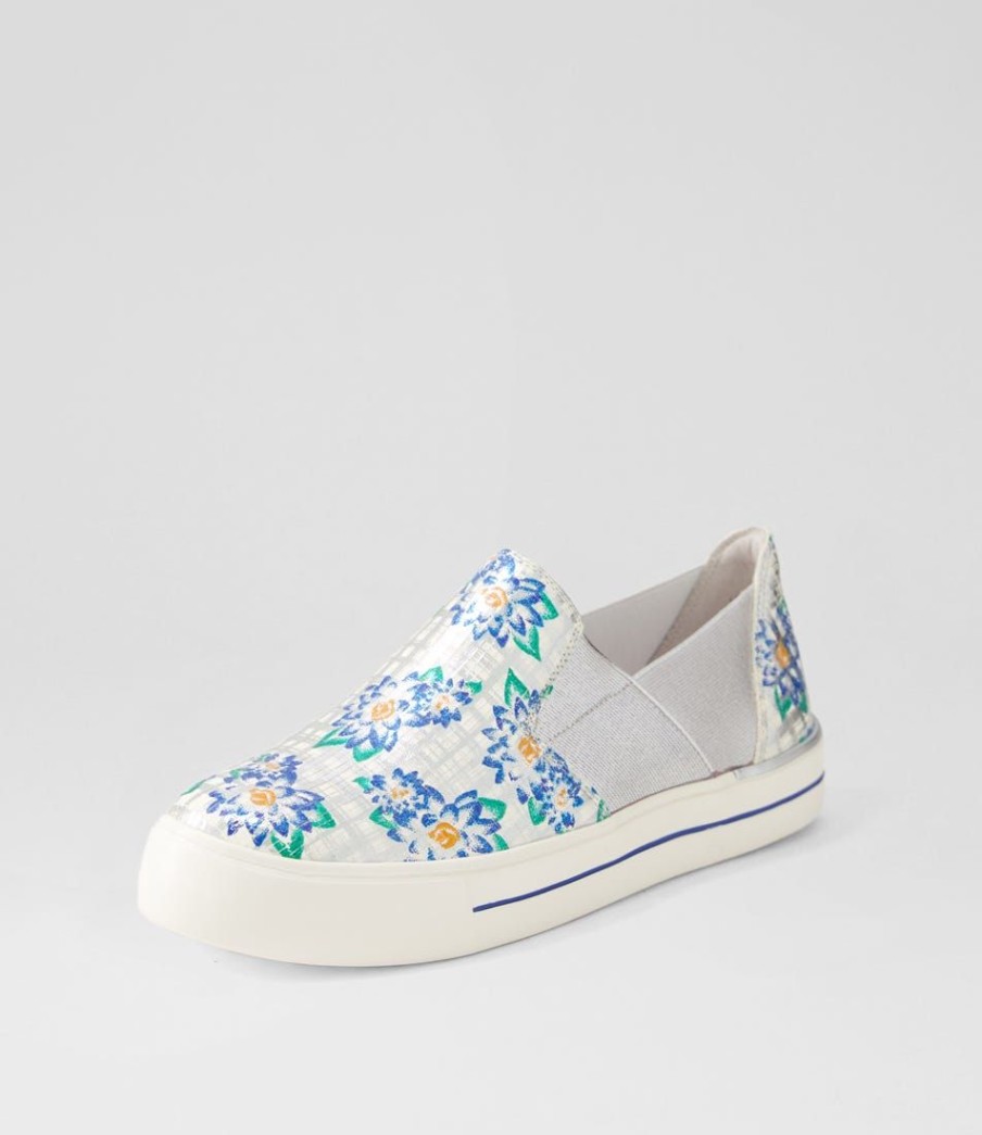 Shoes ZIERA | Adela W Blue Silver Cut Leather Sneakers