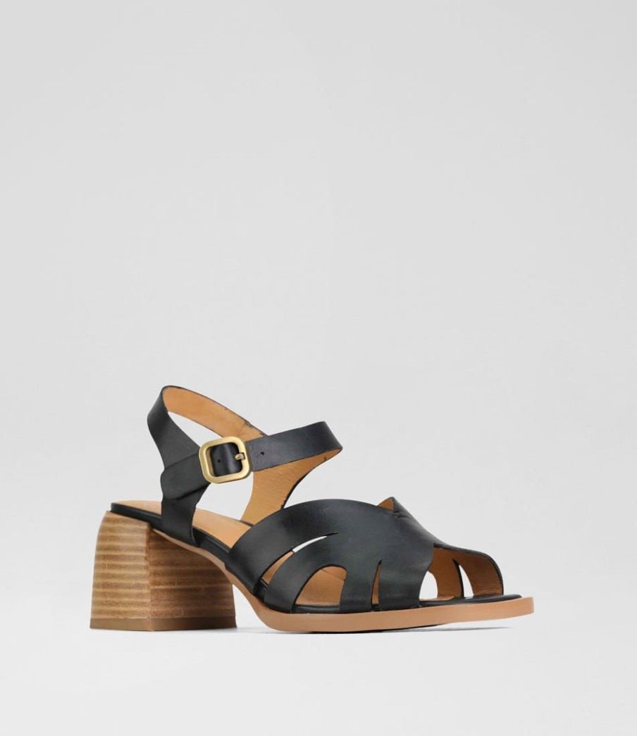 Shoes EOS | Isa Black Leather Sandals