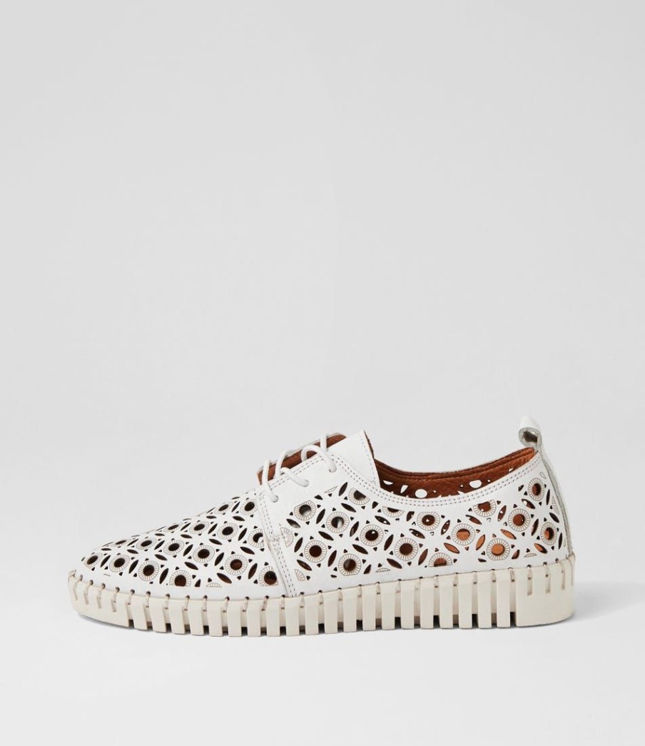 Shoes DIANA FERRARI | Alabela White Leather Lace Up Flats