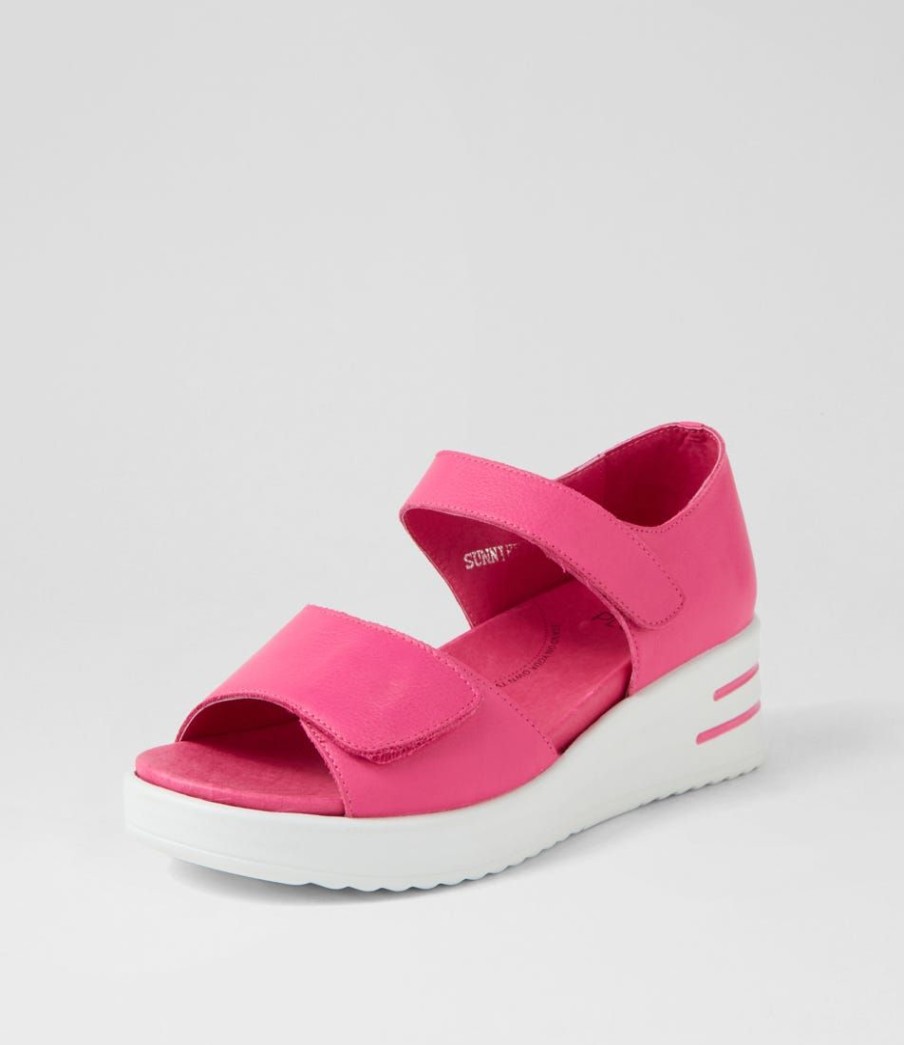 Shoes ZIERA | Sunnieys Xw Fuchsia White Leather Sandals