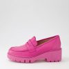 Shoes DJANGO & JULIETTE | Unice Fuchsia Leather Heeled Loafers