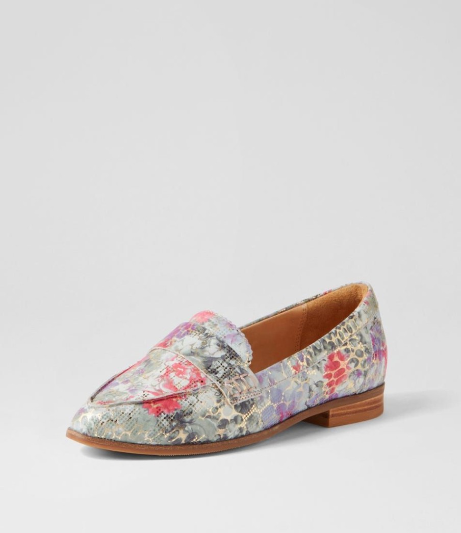 Shoes ZIERA | Oreta Xw Black Floral Leather Loafers