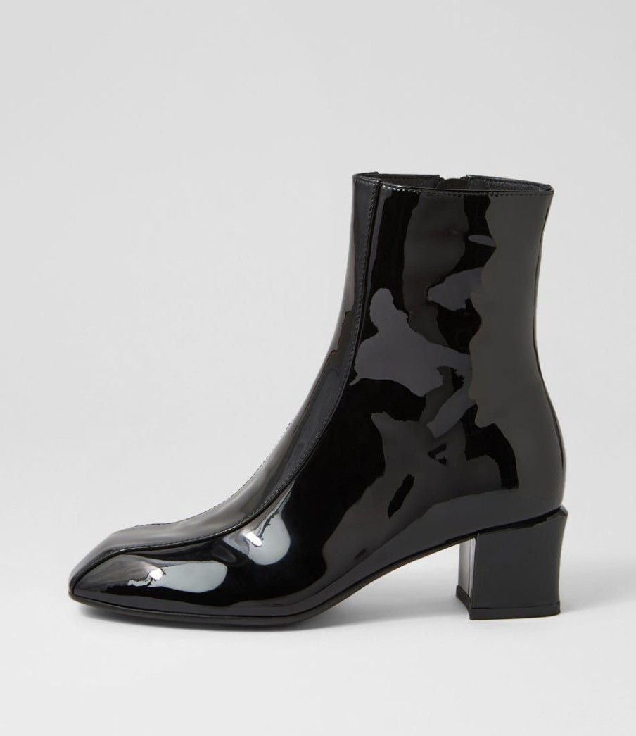 Shoes TOP END | Eshal Black Patent Leather Ankle Boots