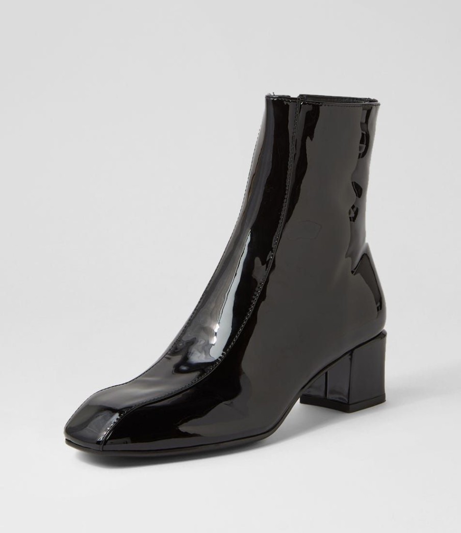 Shoes TOP END | Eshal Black Patent Leather Ankle Boots