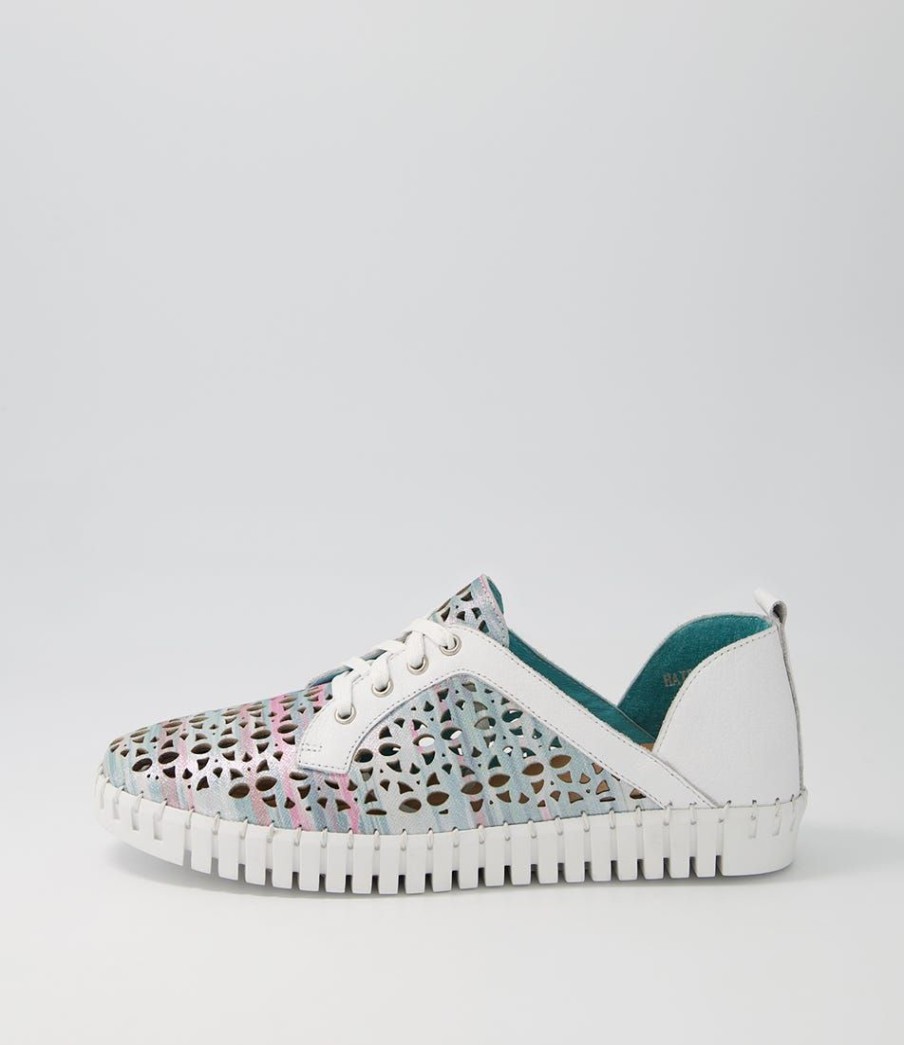 Shoes DJANGO & JULIETTE | Haifa Ocean Stripe White Leather Sneakers