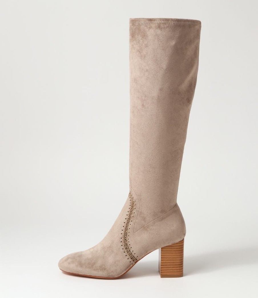 Shoes MOLLINI | Sari Taupe Stretch Microsuede Knee High Boots