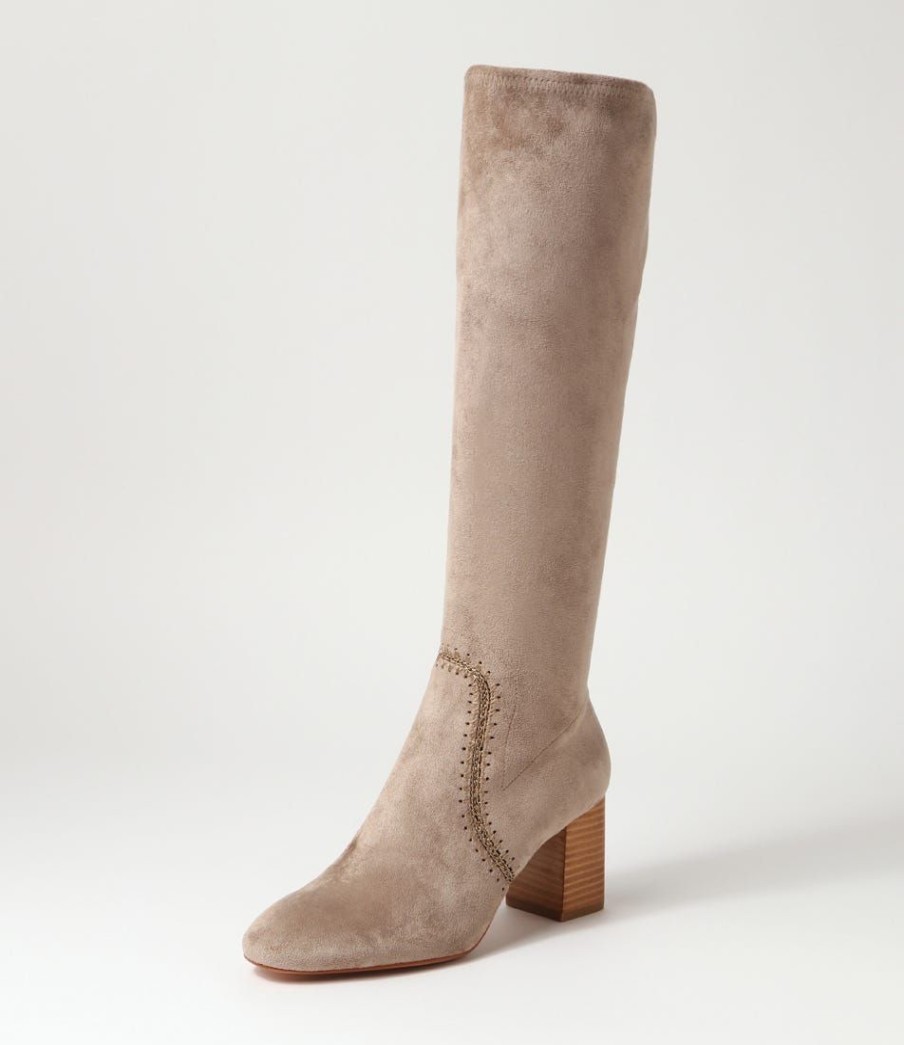 Shoes MOLLINI | Sari Taupe Stretch Microsuede Knee High Boots