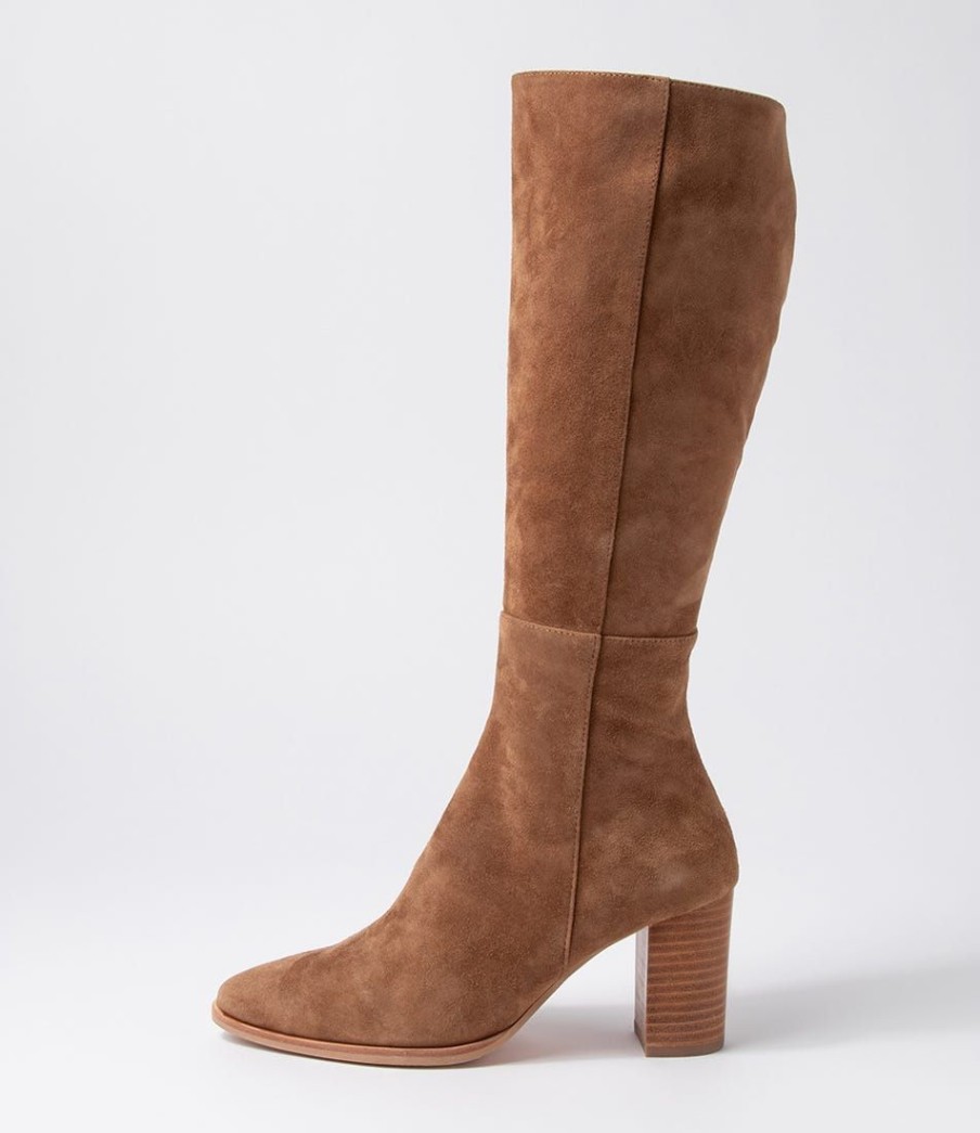 Shoes DJANGO & JULIETTE | Allouta Light Choc Suede Knee High Boots