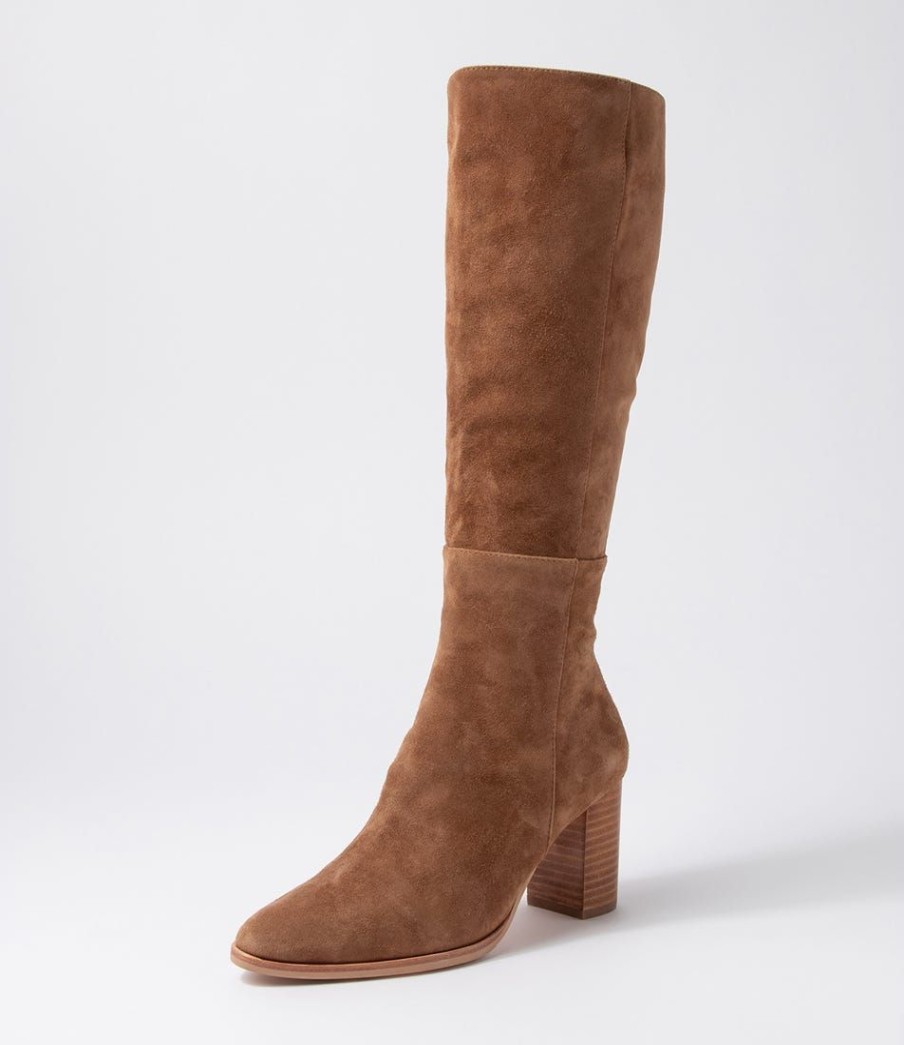 Shoes DJANGO & JULIETTE | Allouta Light Choc Suede Knee High Boots