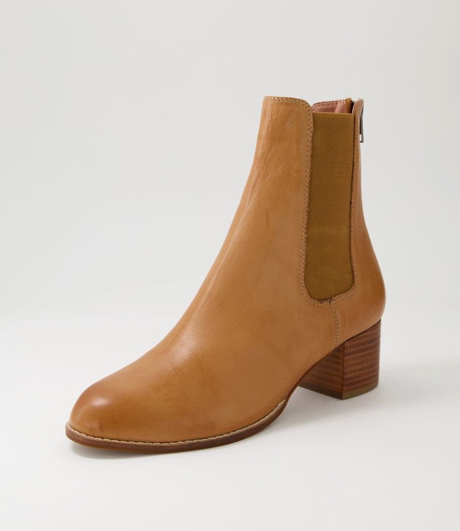 Shoes DIANA FERRARI | Blues Dark Tan Natural Heel Leather Ankle Boots