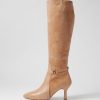 Shoes TOP END | Larnow Cappuccino Leather Suede Knee High Boots