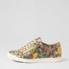 Shoes ZIERA | Diann Xf Yellow Floral Leather Sneakers