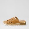 Shoes TOP END | Ulysza Dark Tan Leather Slides