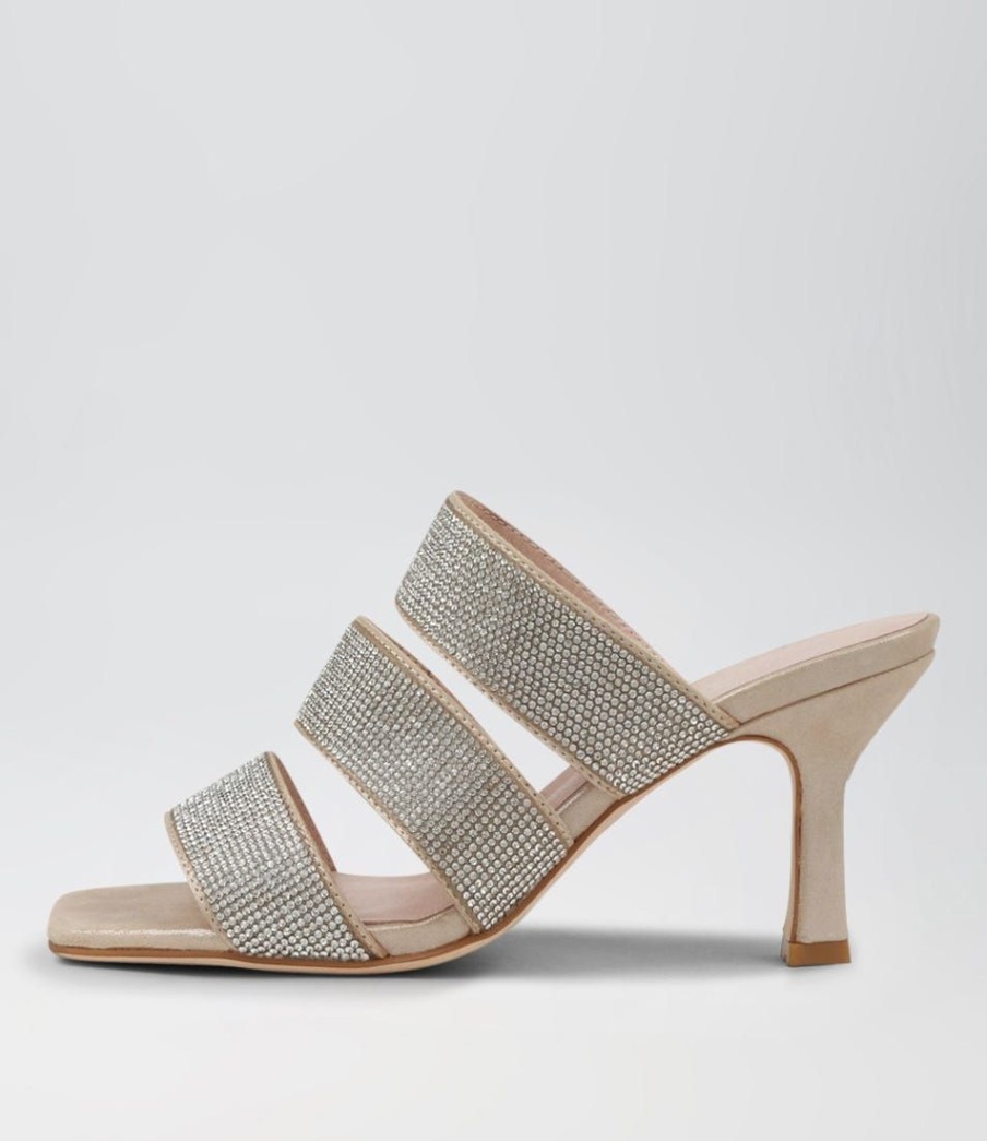 Shoes TOP END | Lomme To Nude Shimmer Silver Leather Jewels