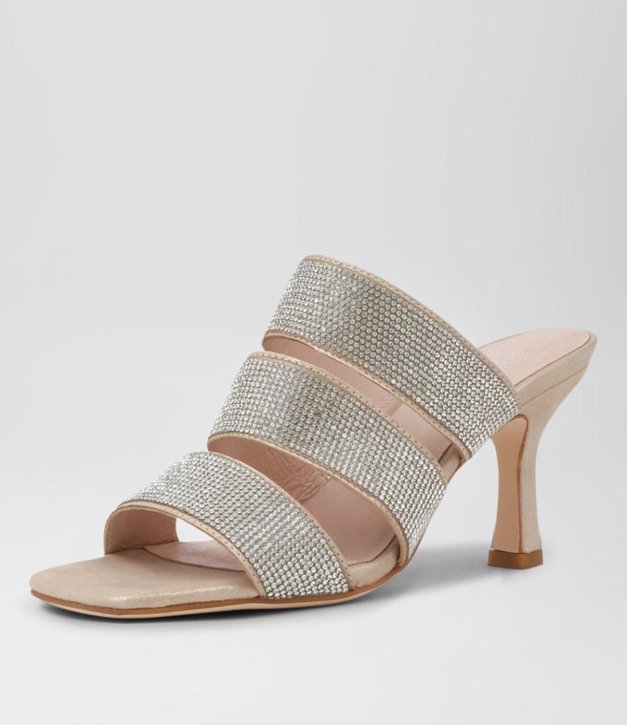 Shoes TOP END | Lomme To Nude Shimmer Silver Leather Jewels