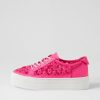 Shoes DJANGO & JULIETTE | Serenos Hot Pink Leather Flower Sneakers