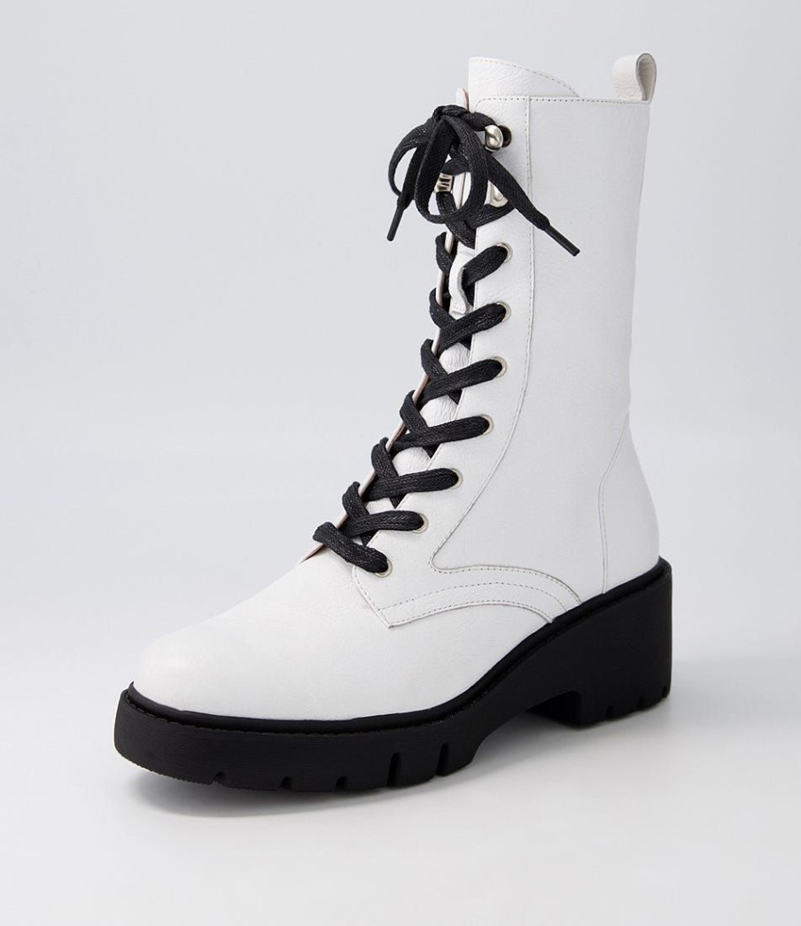 Shoes DJANGO & JULIETTE | Ustern White Black Leather Calf Boots