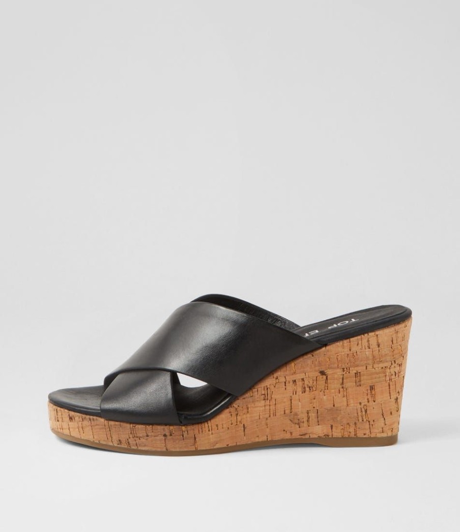 Shoes TOP END | Wevie Black Leather Sandals