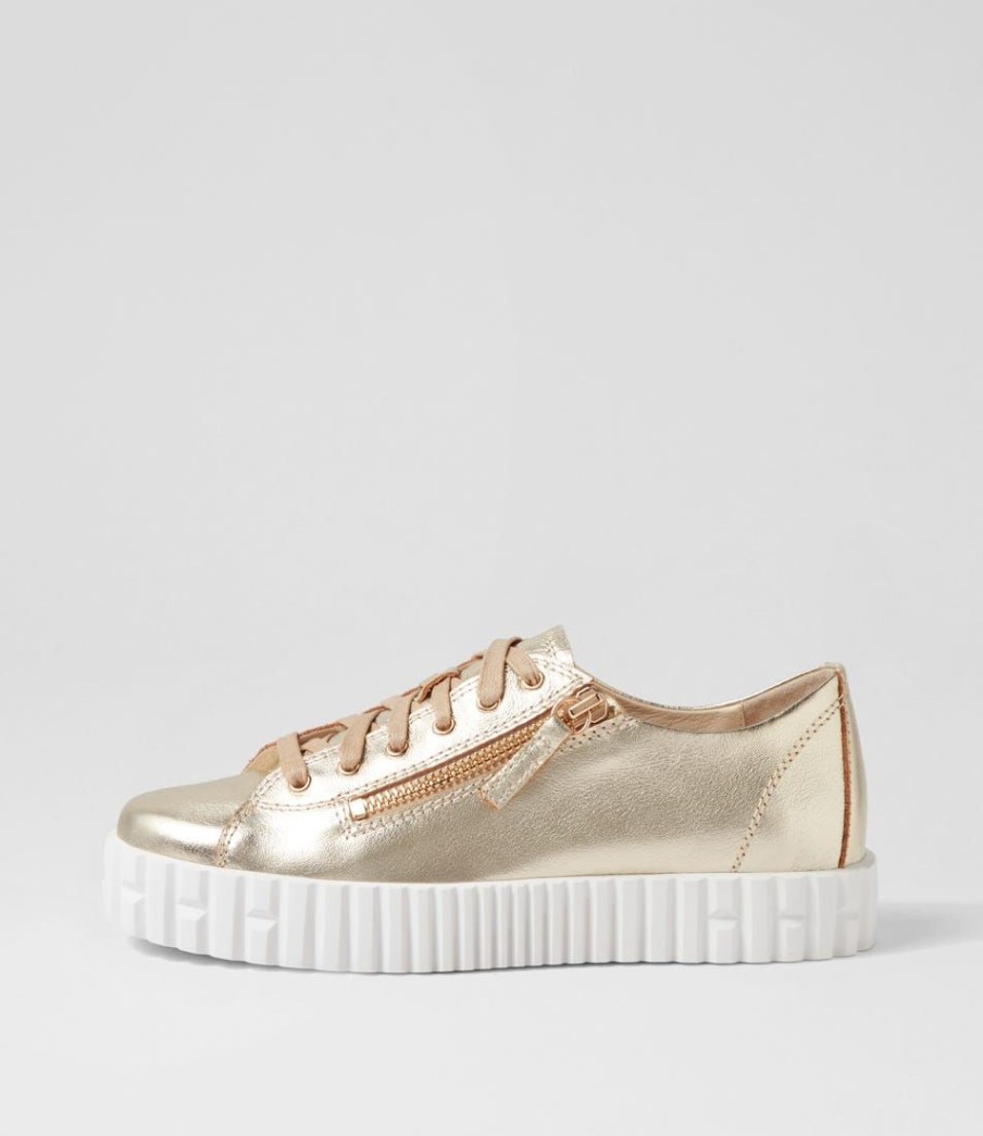 Shoes DJANGO & JULIETTE | Osloe Pale Gold White Leather Sneakers