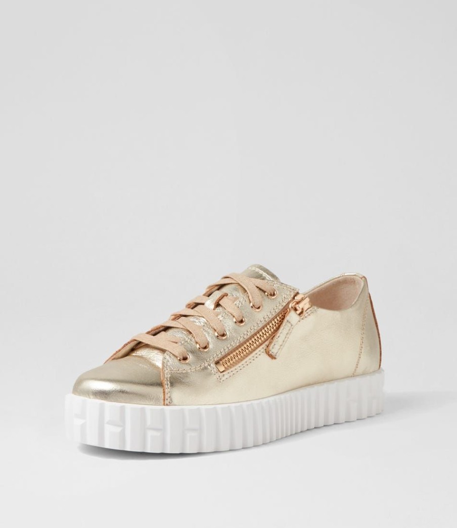 Shoes DJANGO & JULIETTE | Osloe Pale Gold White Leather Sneakers