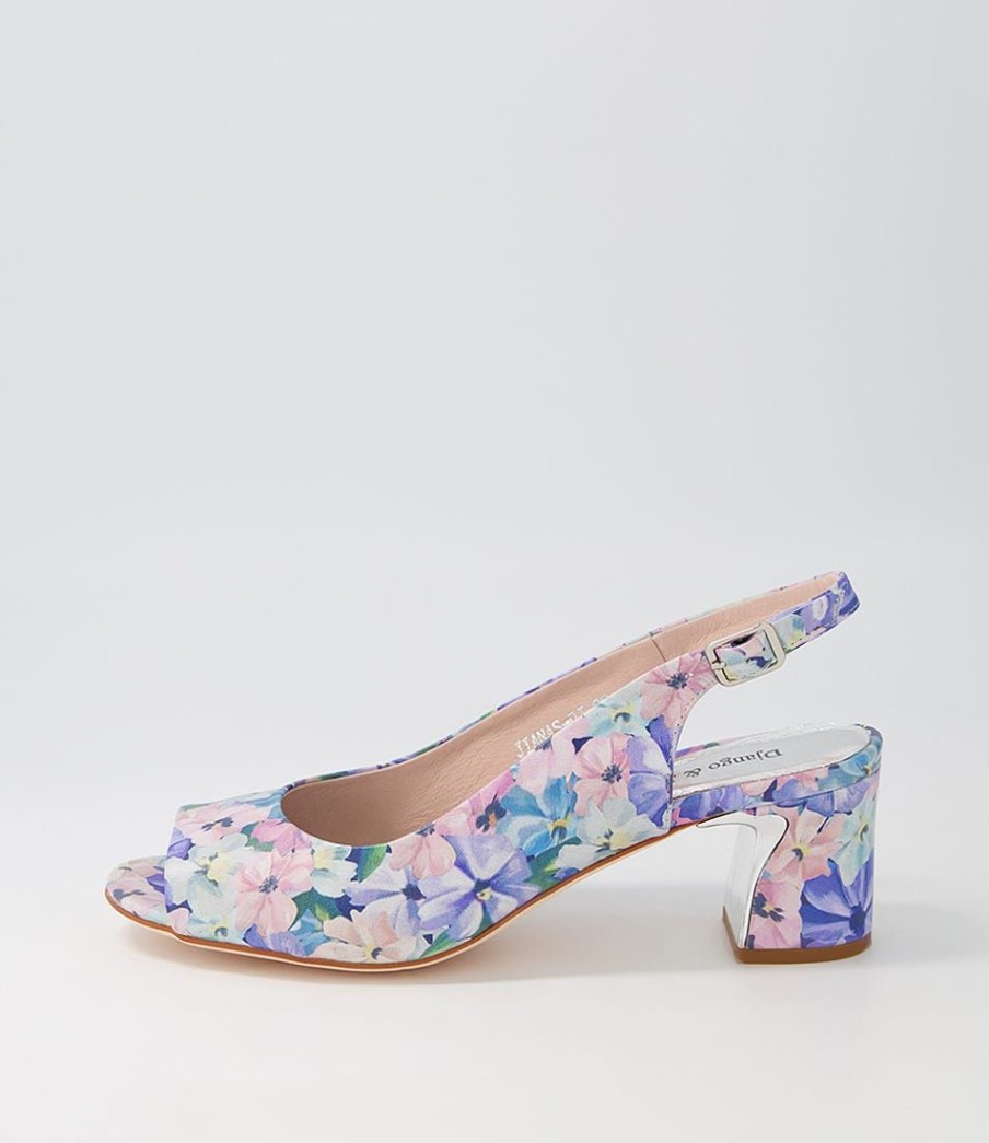 Shoes DJANGO & JULIETTE | Jianas Blue Flowers Leather Sandals