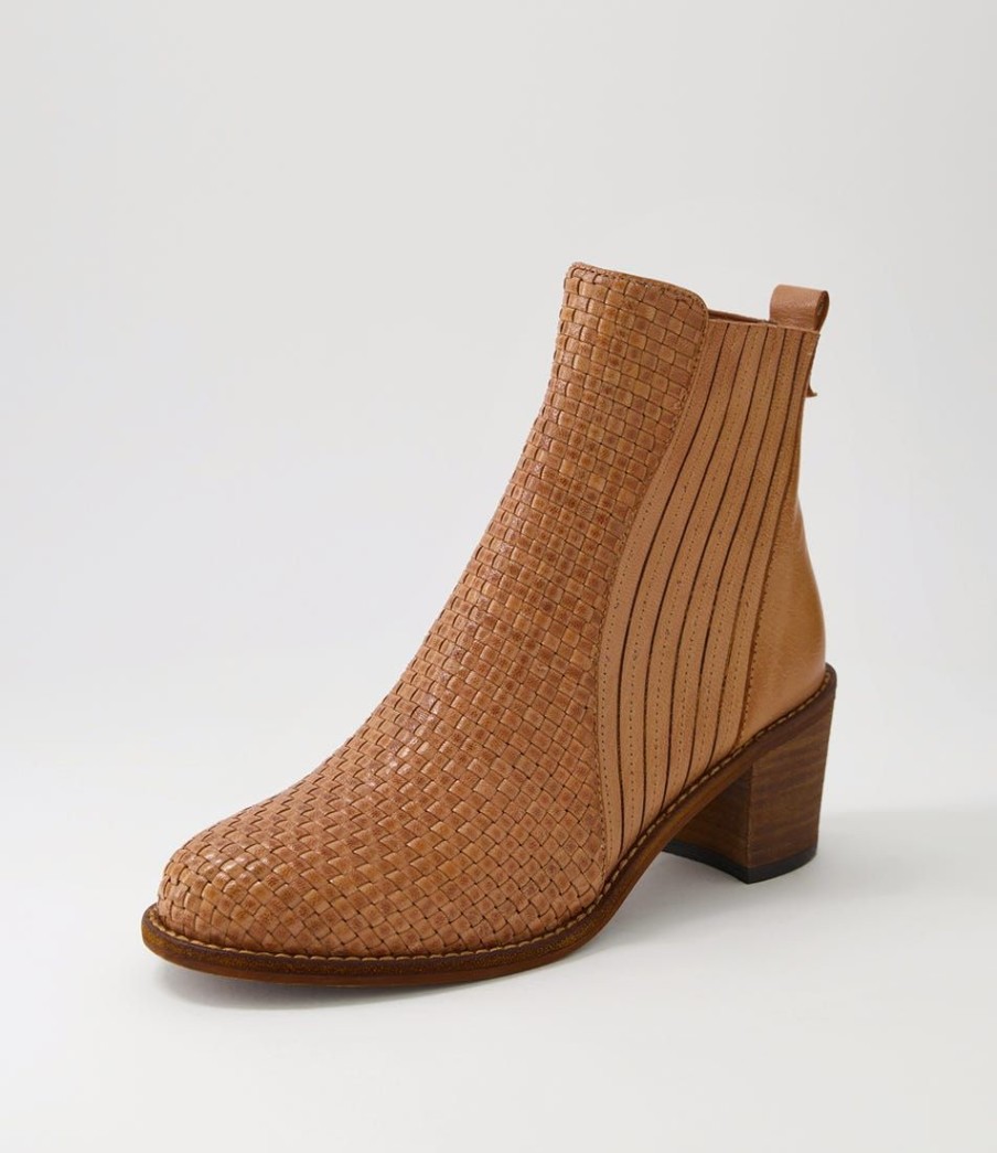 Shoes DJANGO & JULIETTE | Welstone Camel Weave Leather Chelsea Boots