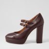 Shoes MOLLINI | Ainey Burgundy Leather Mary Jane Heels