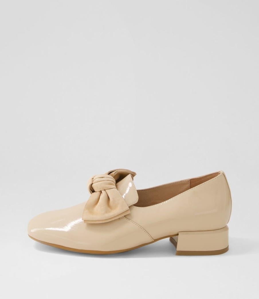 Shoes DJANGO & JULIETTE | Varva Latte Patent Suede Heels