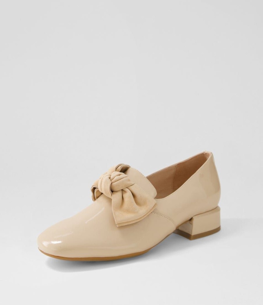 Shoes DJANGO & JULIETTE | Varva Latte Patent Suede Heels