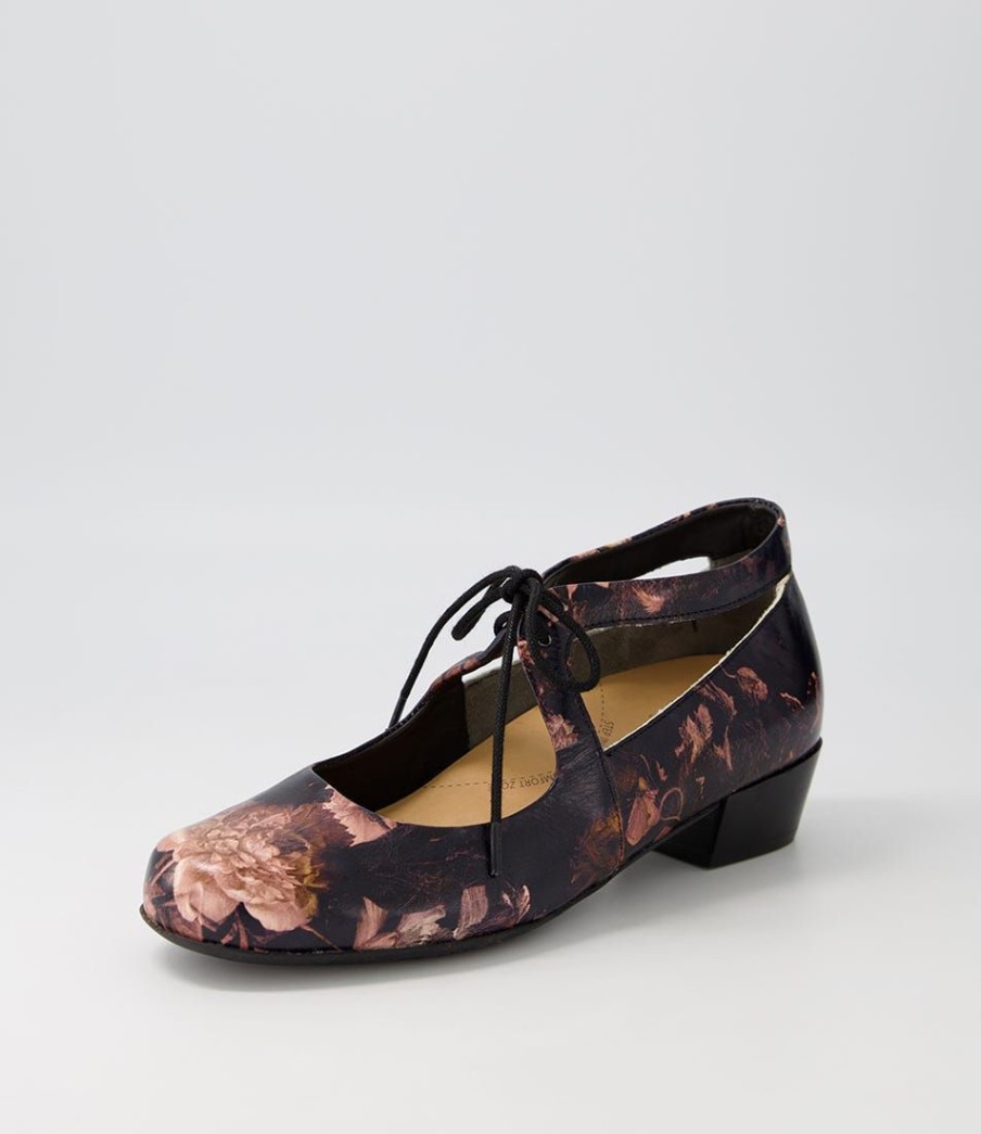 Shoes ZIERA | Qanes Xw Antique Floral Leather Heels