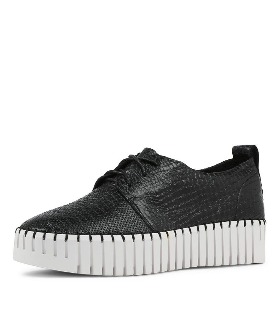 Shoes DJANGO & JULIETTE | Batu Black Croco Leather Sneakers Ws